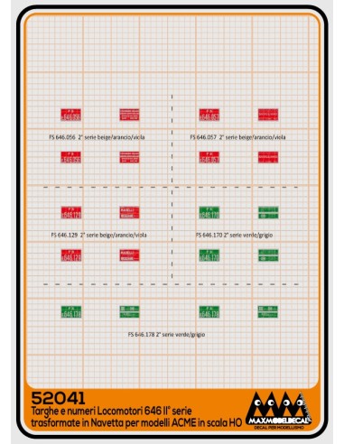 M52041 - Targhe per locomotori 646 IIa serie navetta per ACME -  3D scala H0