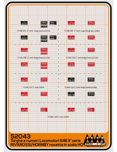 M52043 - Plates for loco 646 II series for shuttle 031-128 Rivarossi/Hornby -  3D