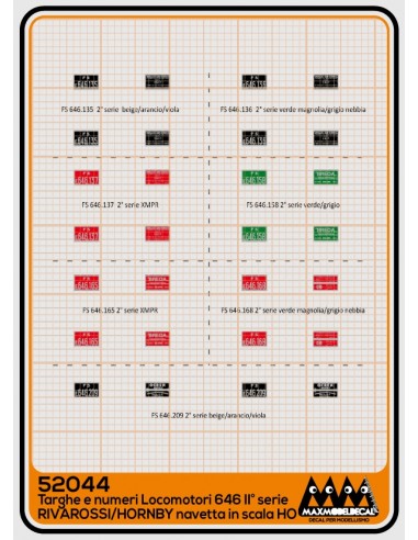 Targhe per locomotori 646 II serie per navetta Rivarossi/Hornby - M52044
