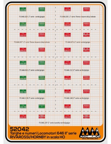 M52042 - Targhe per locomotori 646 IIa serie per Rivarossi/Hornby -  3D