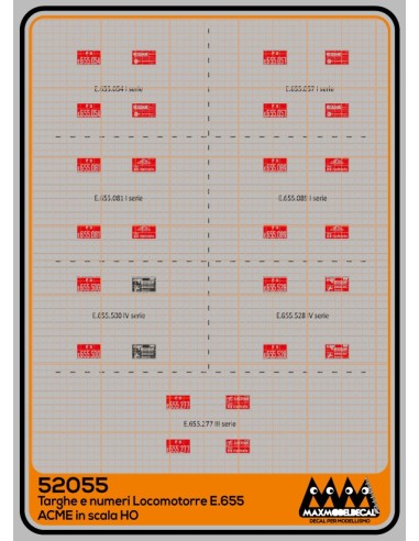 M52055 - Targhe e numeri locomotori E655  per ACME