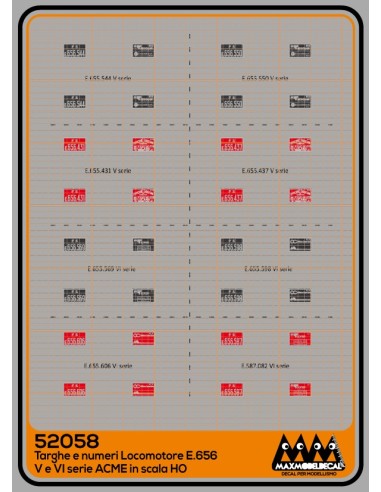 M52058 Plates and numbers loco E656 V-VI series for ACME -  3D 