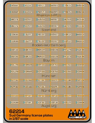 German Vehicle Registration Plates South area - M62214