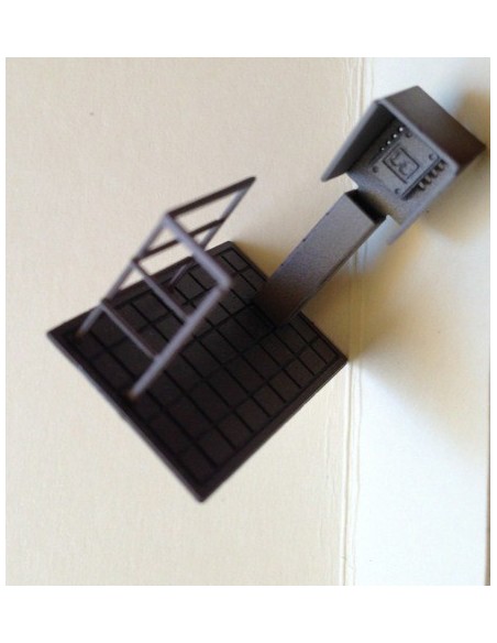 Cabina telefono in linea,  montata, verniciata con base e ringhiera - FL02M