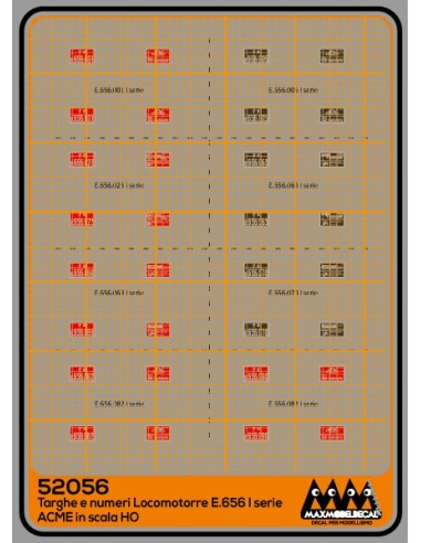 Targhe per locomotori E656 Ia serie per ACME -  3D - M52056