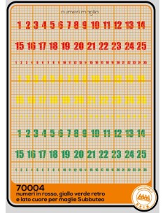 Subbuteo - numeri in giallo, rosso, verde - M70004