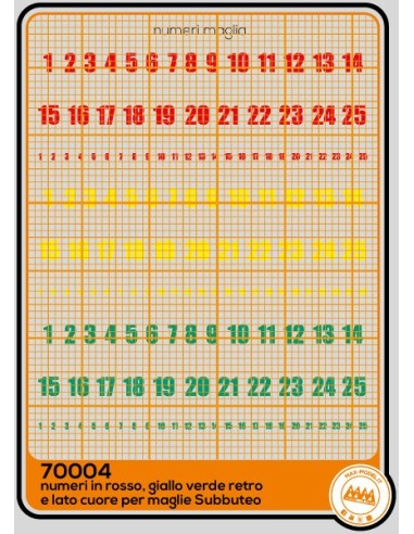 Subbuteo - numbers in yellow, red, green - M70004