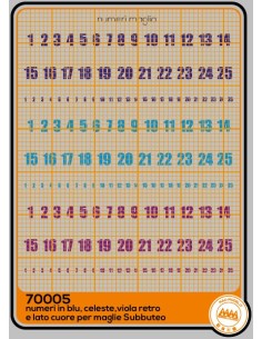 Subbuteo - numbers in blue, light blue, purple - M70005