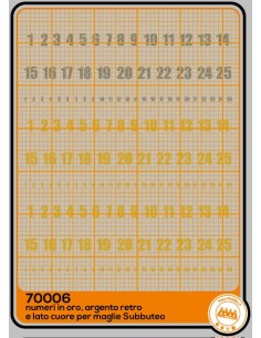 Subbuteo - silver and gold numbers - M70006