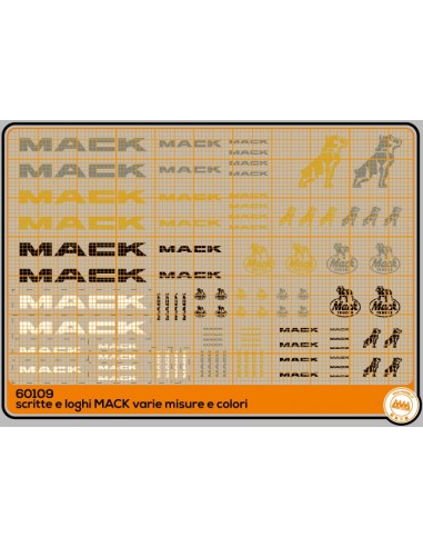 writings and logos MACK in silver, gold, white and black - M60109