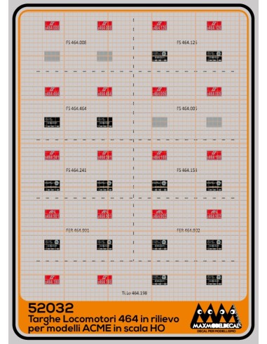 E464 - plates for locomotives in relief